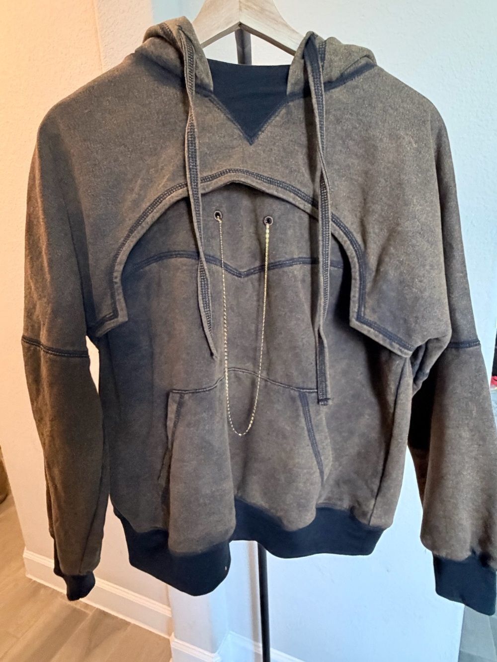 NWOT BARRAGÁN Chain Chest Hoodie Brown Tie Dye Oversized Unisex Large PS19